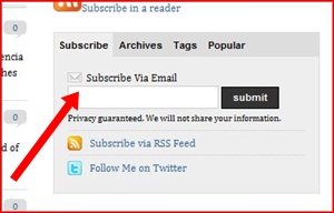Subscribe Via Email step one