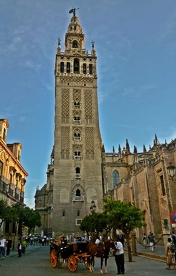 Seville cathedral and horse